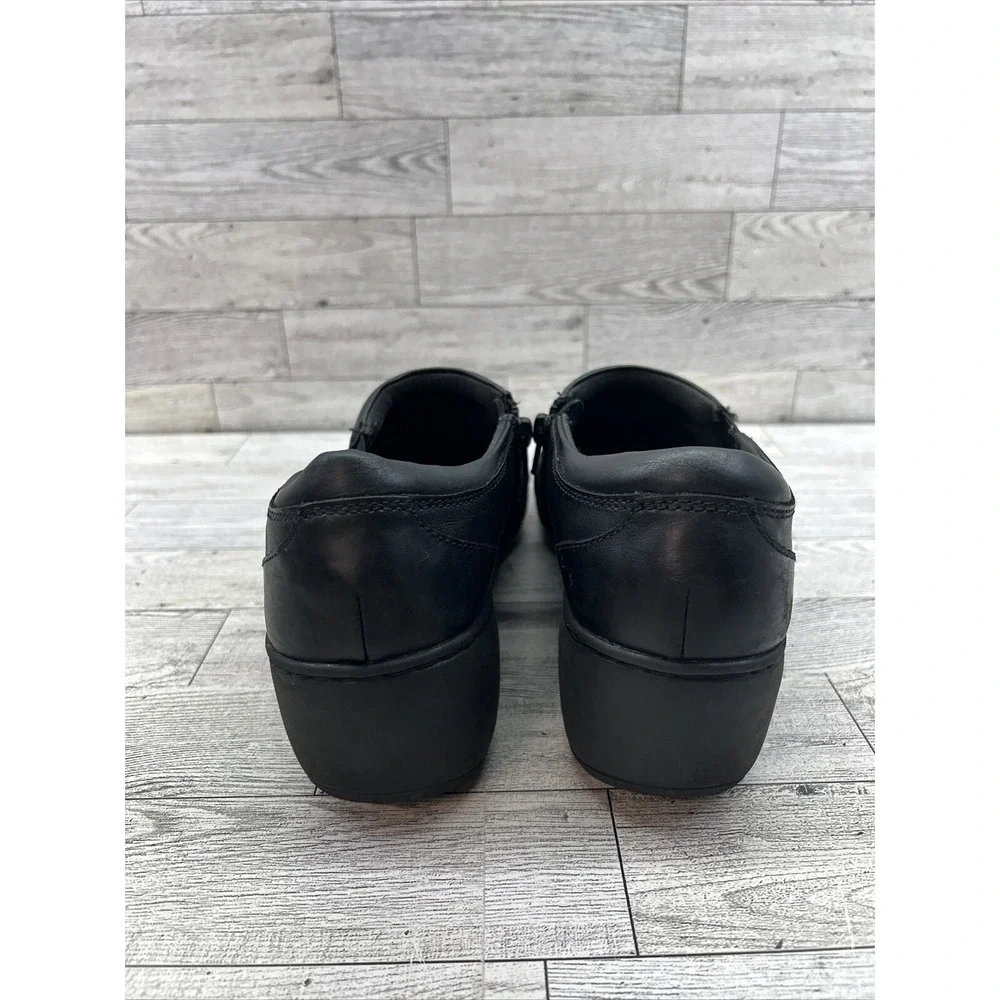 Clarks Collection Ultimate Comfort‎ Black Leather Wedge Heel W/Zipper Sz 9.5M
